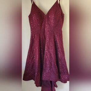 B.Smart Red Sequin Skater Dress